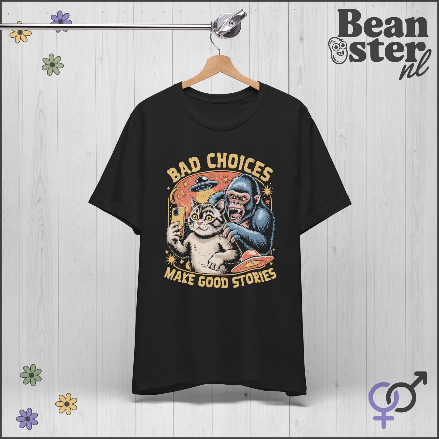 Bad Choices Make Good Stories Gorilla Cat Graphic Tee