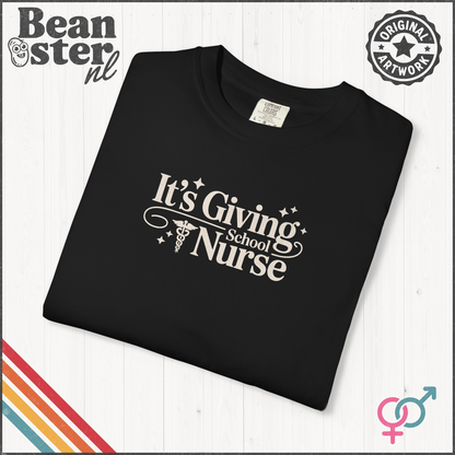It’s Giving School Nurse Tee – Minimalist Graphic Shirt