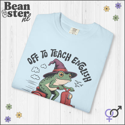 Funny Scooter Frog “Off to Teach English” T-Shirt