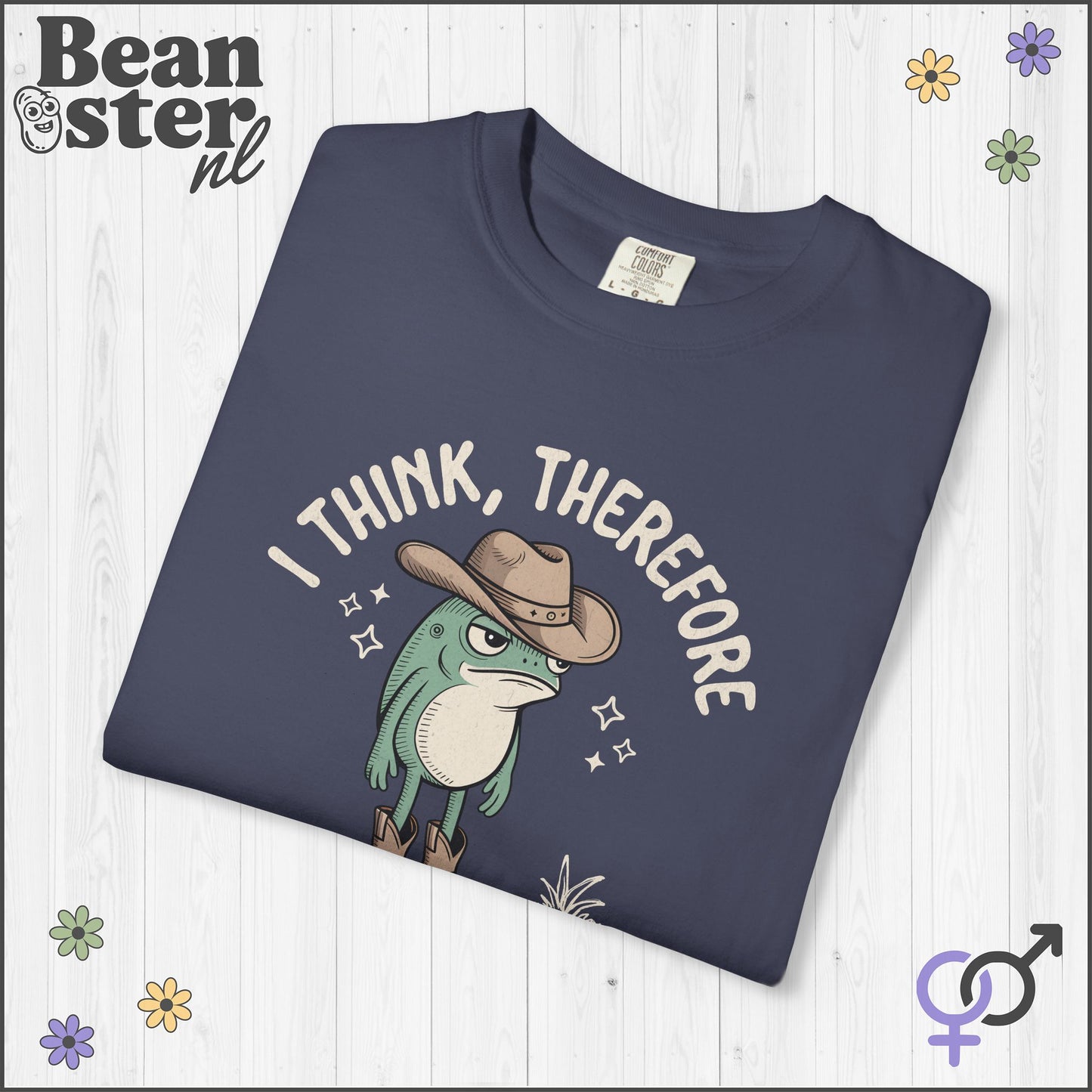 Funny Tired Frog Meme T-Shirt – I Think Therefore I’m Tired AF
