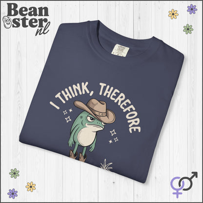 Funny Tired Frog Meme T-Shirt – I Think Therefore I’m Tired AF