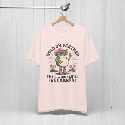 Funny Pregnancy Shirt – Hold On Partner I'm Pregnant Frog Tee