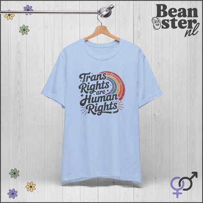 Trans Rights Human Rights Retro Rainbow T-Shirt 🌈