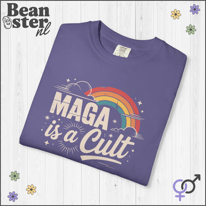 Retro Rainbow “Maga Is A Cult” Protest T-Shirt