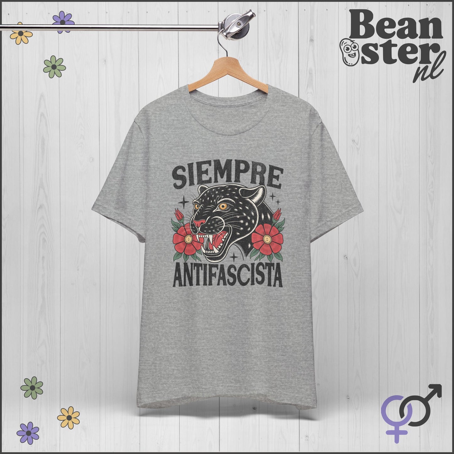 Floral Black Panther Shirt – Siempre Antifascista Tee 🌹