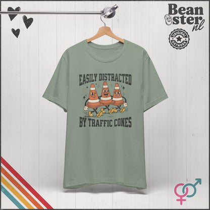 Easily Distracted By Traffic Cones Funny T-Shirt