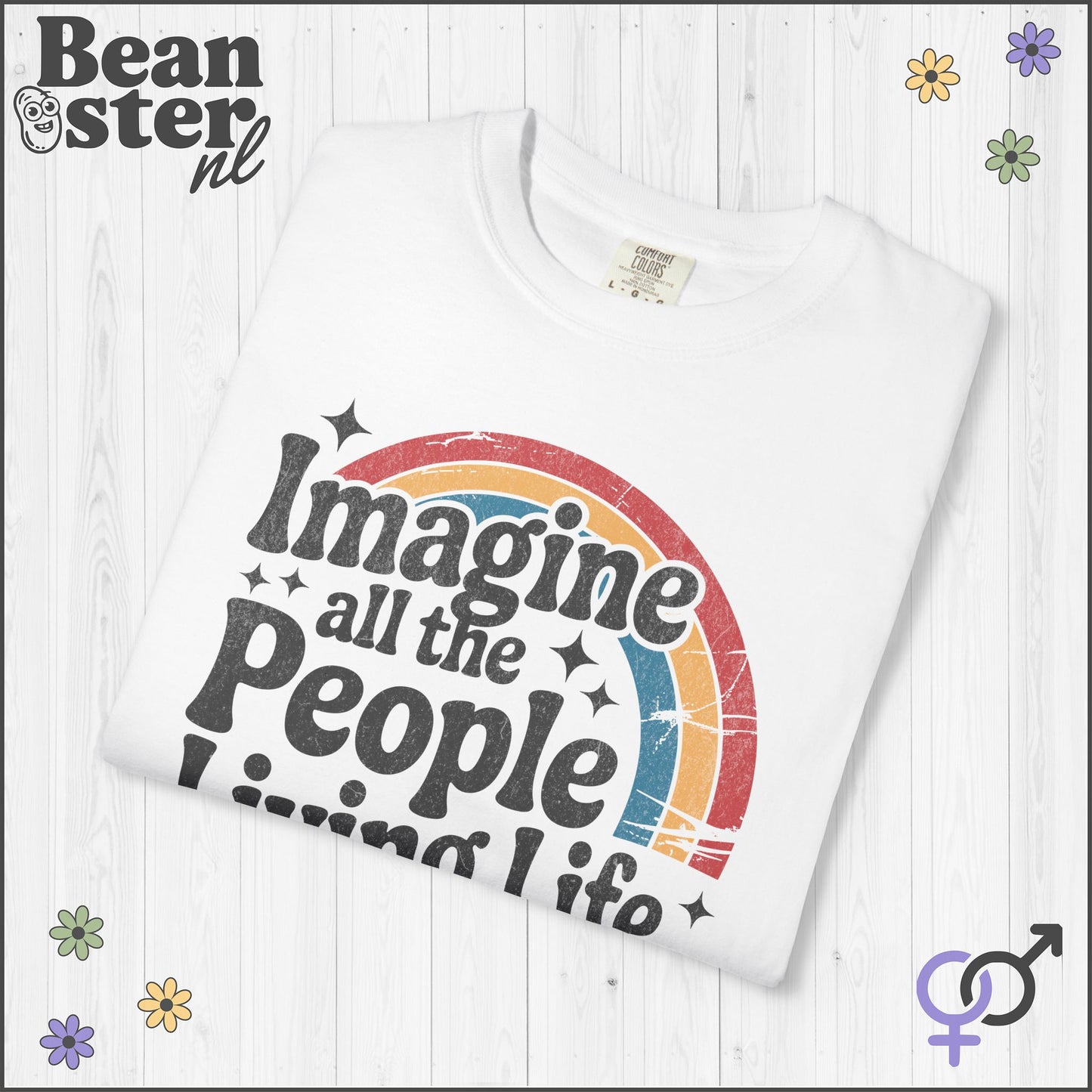 Imagine Peace Activist T-Shirt – Retro Rainbow Design