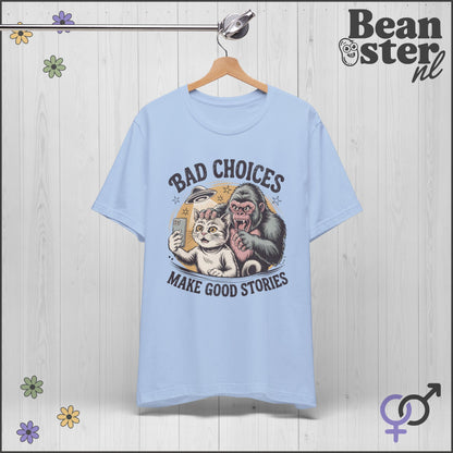 Bad Choices Make Good Stories Gorilla Cat Graphic Tee
