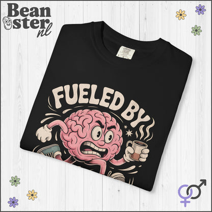 Fueled By Caffeine And Rage Funny Cartoon Brain Shirt