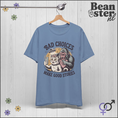 Bad Choices Make Good Stories Gorilla Cat Graphic Tee