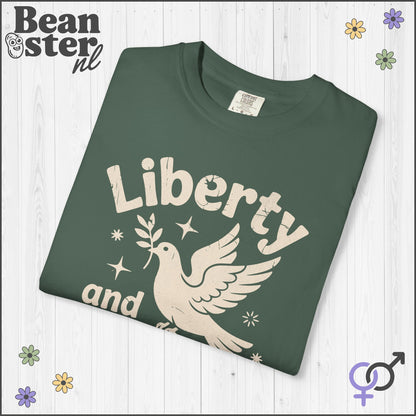 Liberty &amp; Justice For All Peace Pigeon Activist Tee