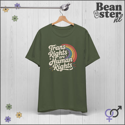 Trans Rights Human Rights Retro Rainbow T-Shirt 🌈