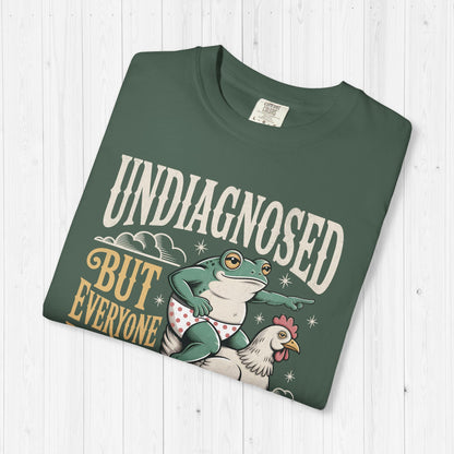 Undiagnosed But Everyone Knows Frog Riding Chicken Funny Tee