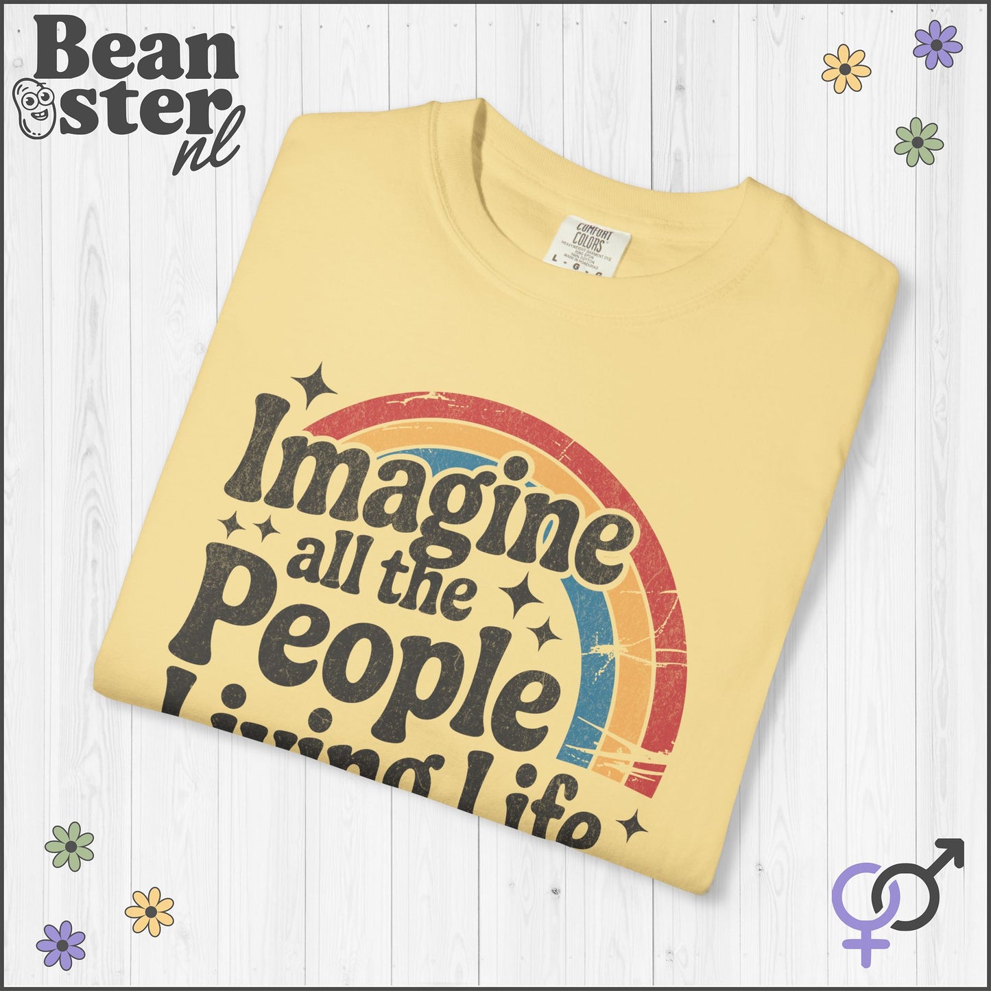 Imagine Peace Activist T-Shirt – Retro Rainbow Design