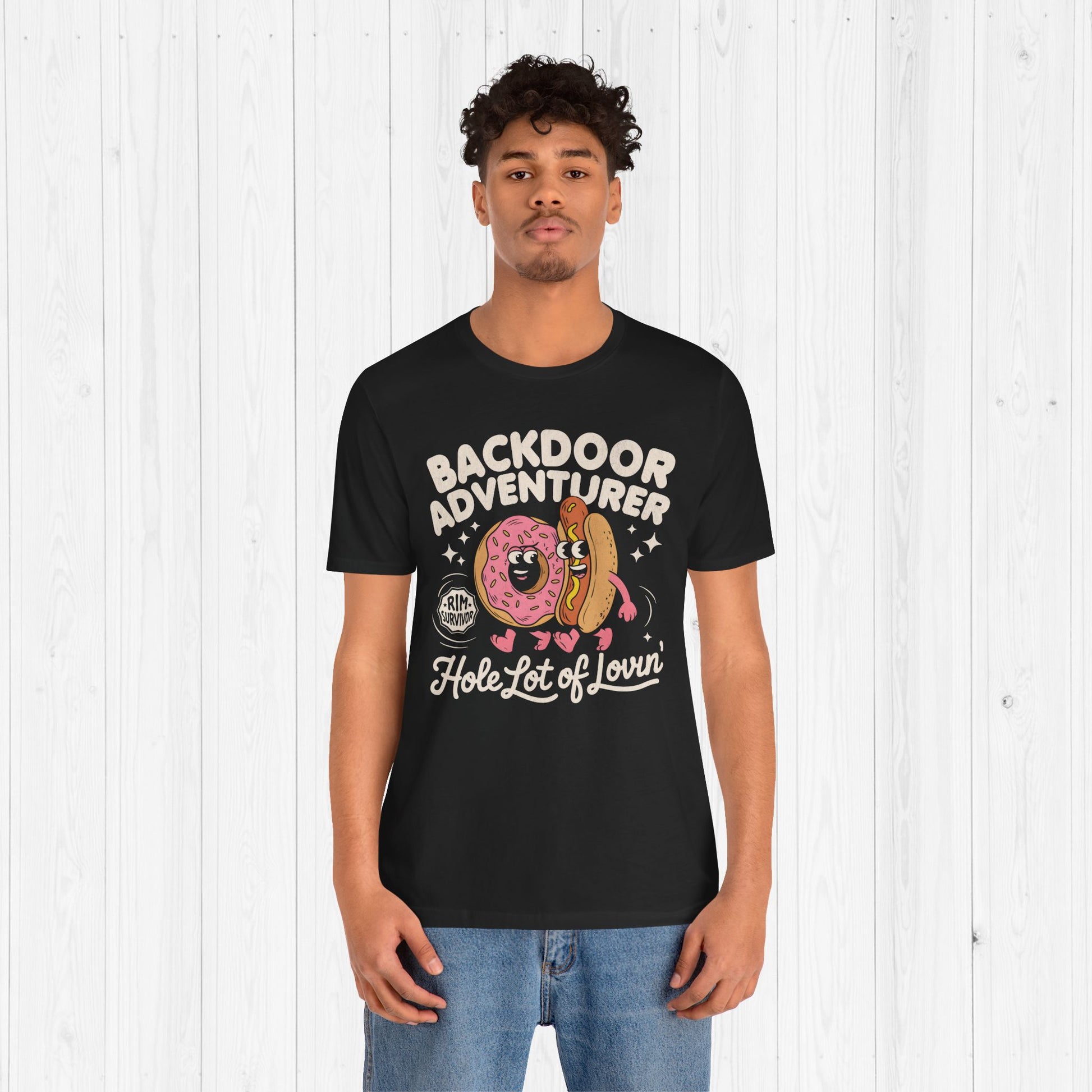🎯Backdoor Adventurer Hotdog and Donut Male Shirt