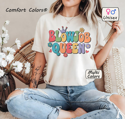 Blowjob Queen Groovy Retro T-Shirt