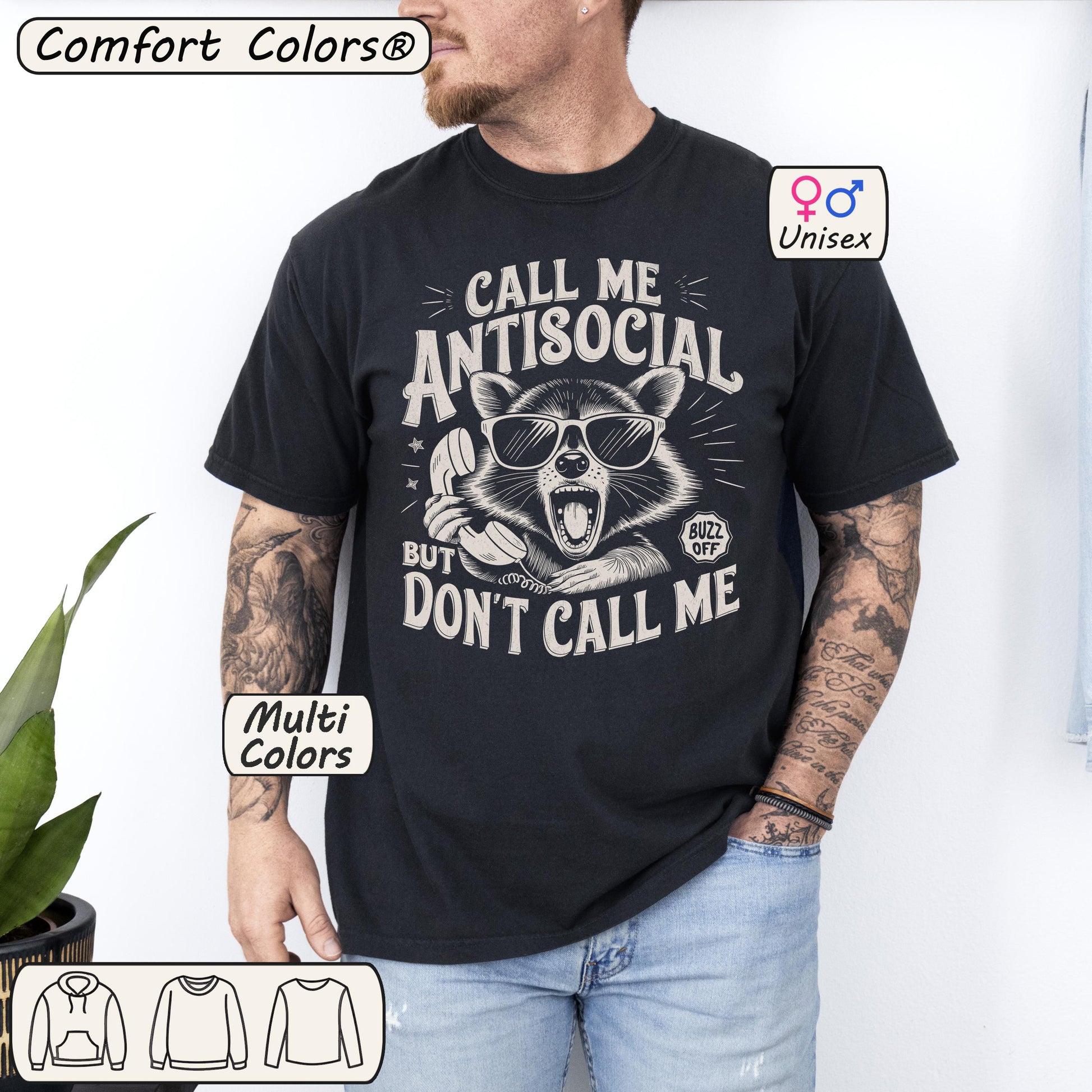 Call Me Anti Social Raccoon Tee – Funny Vintage Y2K Shirt