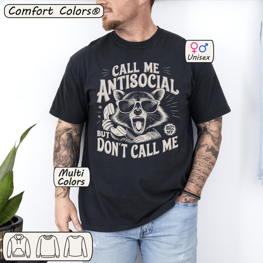 Call Me Anti Social Raccoon Tee – Funny Vintage Y2K Shirt