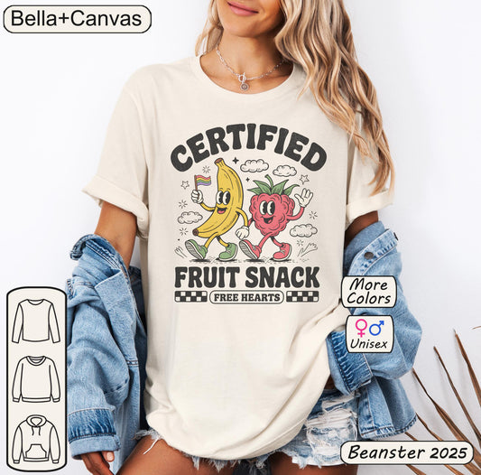 Certified Fruit Snack Tee – Cute Retro LGBTQ Pride Shirt