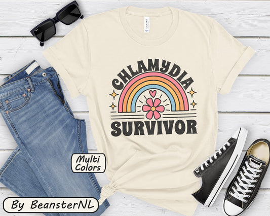 Chlamydia Survivor Shirt 🌈 Funny Rainbow Flower Tee