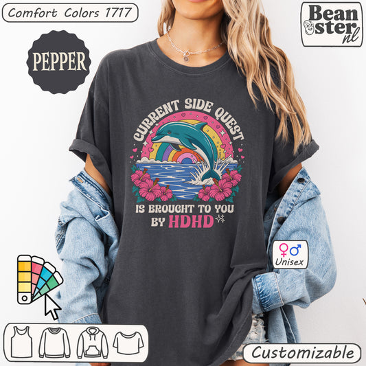 Psychedelic Dolphin ADHD Funny Graphic Tee