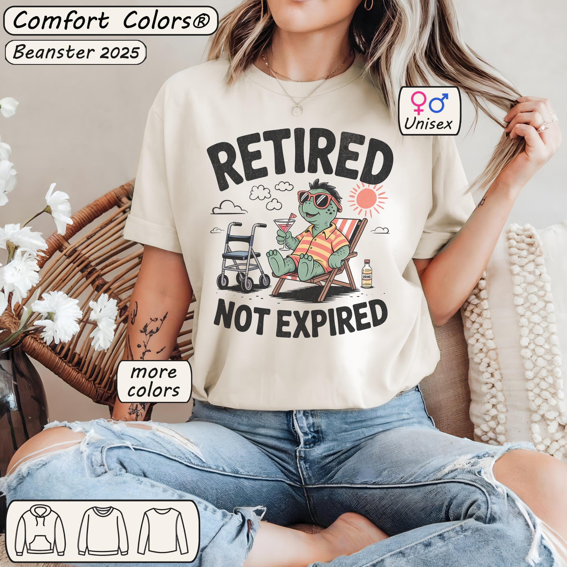 Expired But Still Desired Funny Retired Frog Beach Tee