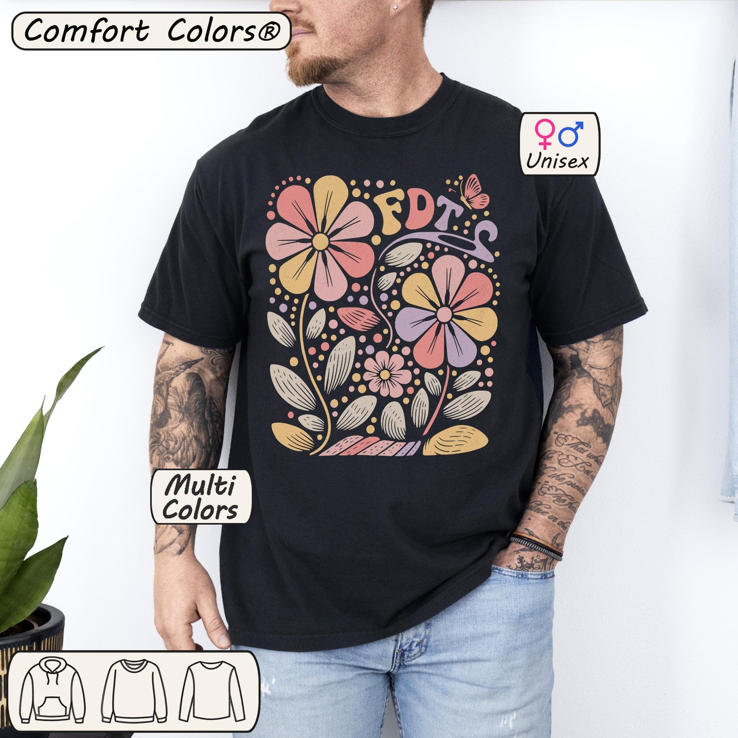 FDT T-Shirt – Vintage Flowers Anti-Trump Design Statement Tee
