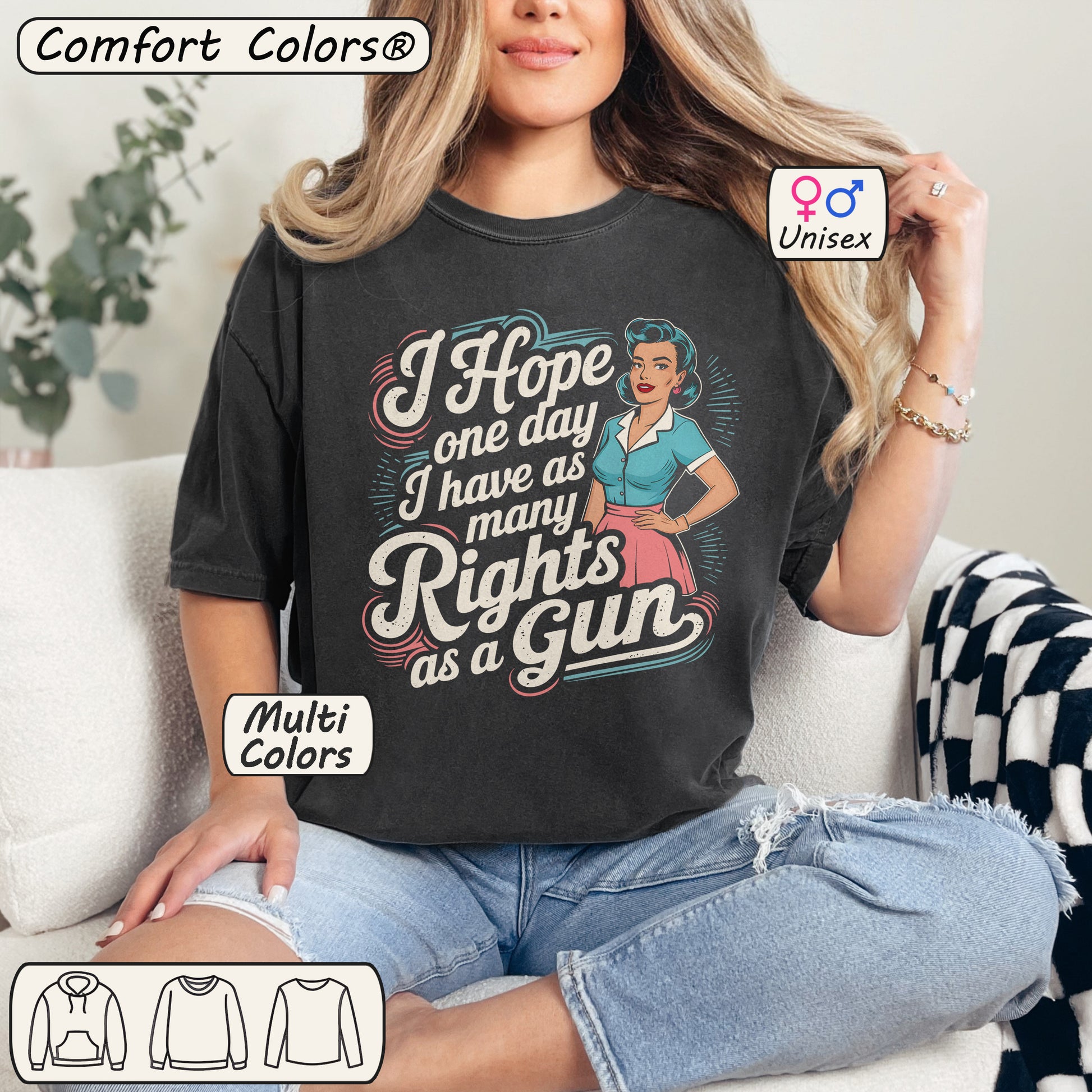 Feminist Tee – "As Many Rights As A Gun" Vintage Shirt