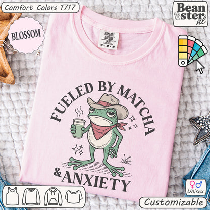 Fueled by Matcha & Anxiety Frog Meme T-Shirt