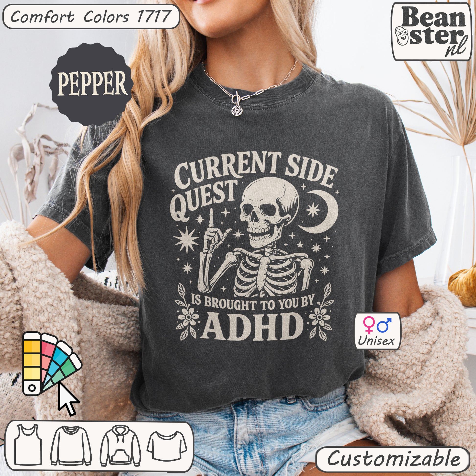 Funny ADHD Skeleton Shirt – Neurospicy Gen Z Tee