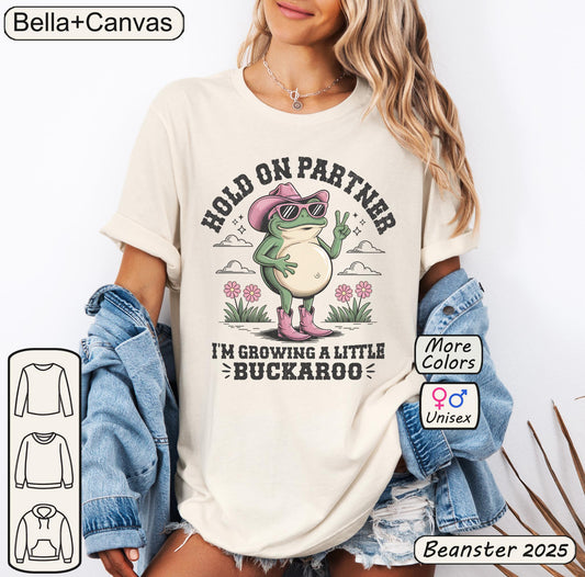 Funny Pregnancy Announcement Shirt Growing A Little Buckaroo Tshirt 