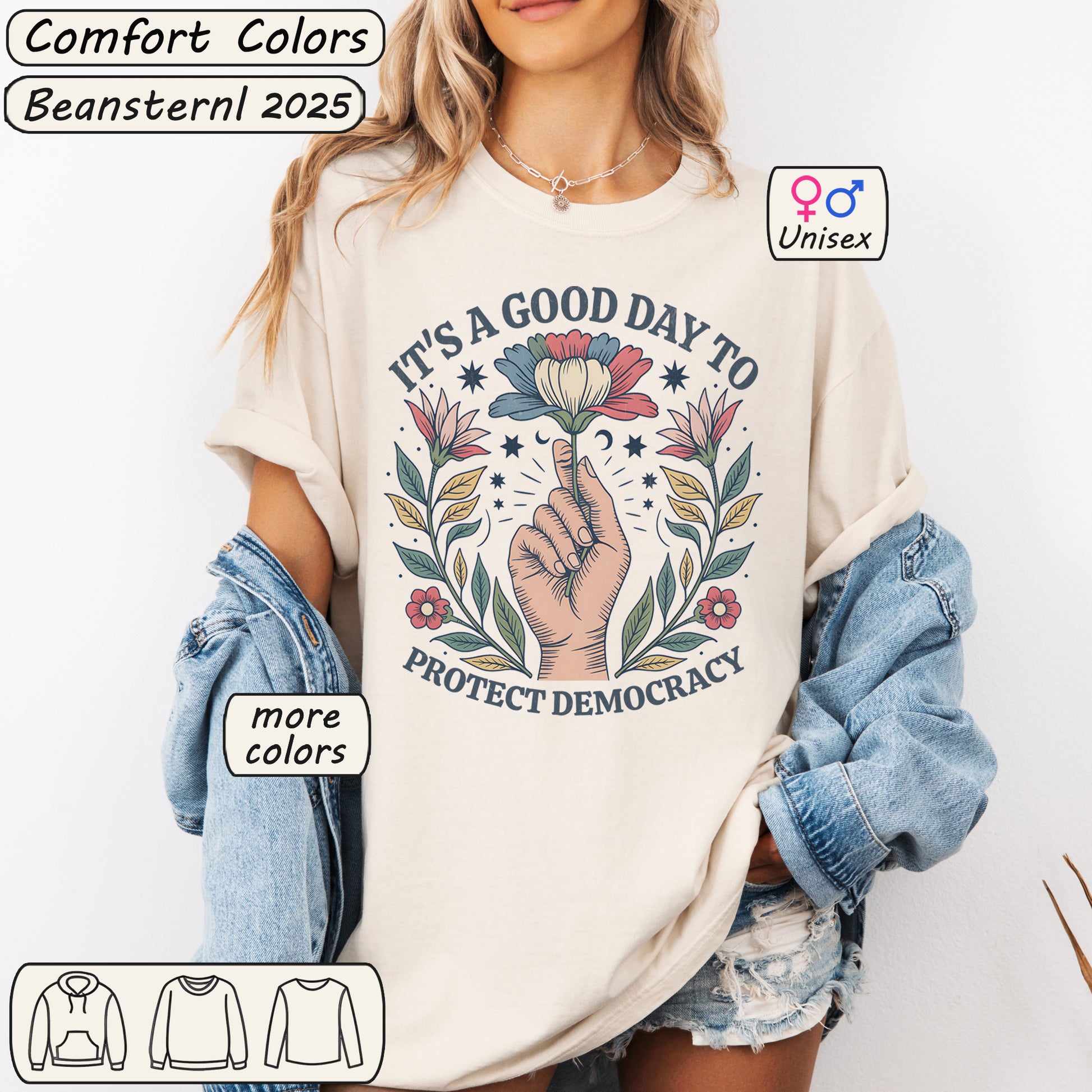 Good Day to Protect Democracy T-Shirt – Vintage Floral 🌼
