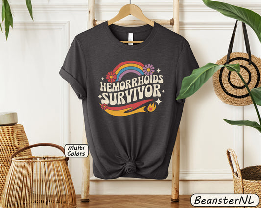 Hemorrhoids Survivor Groovy Tee – Funny Rainbow Shirt