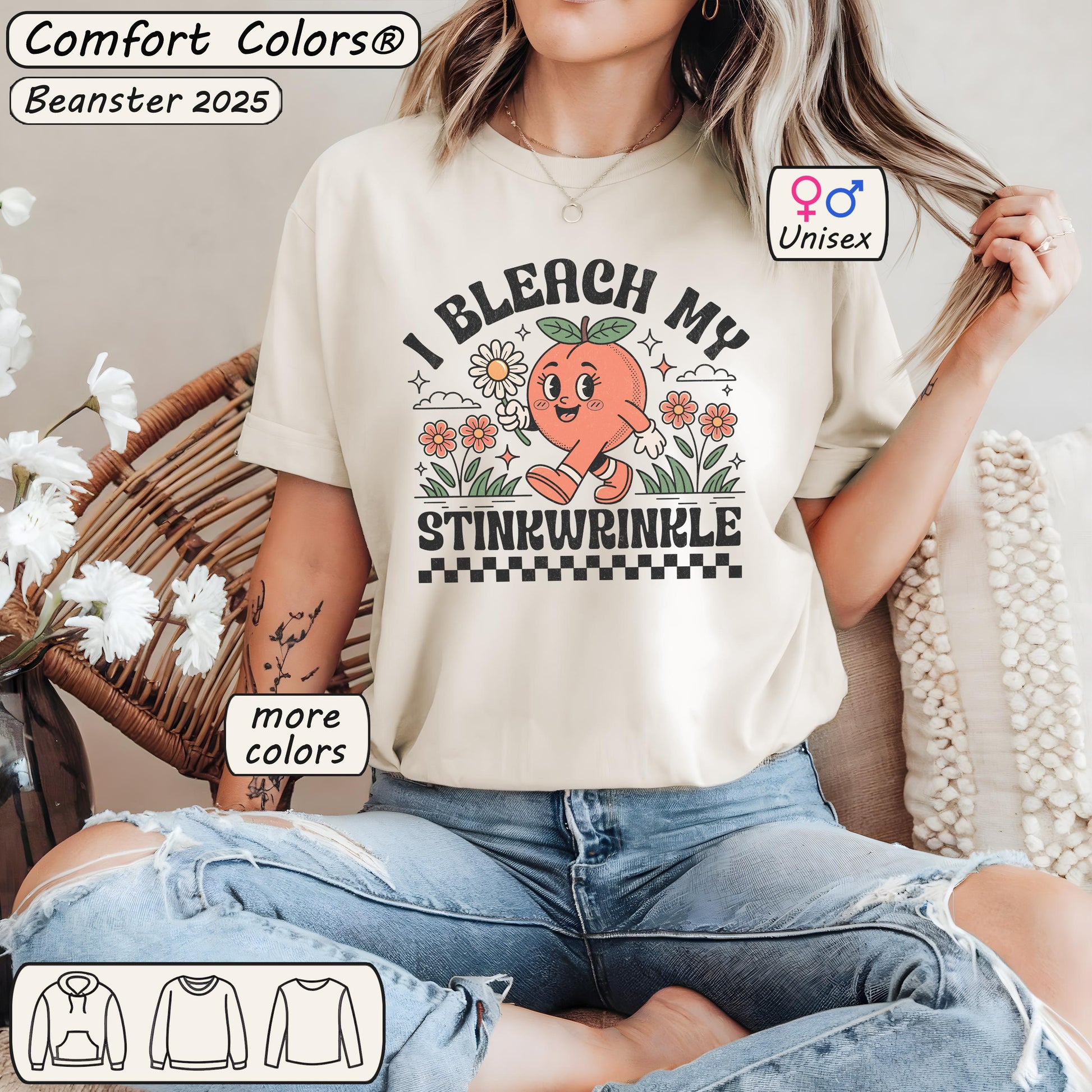 I Bleach My Stink Wrinkle Comfort Colors® Peach Shirt 