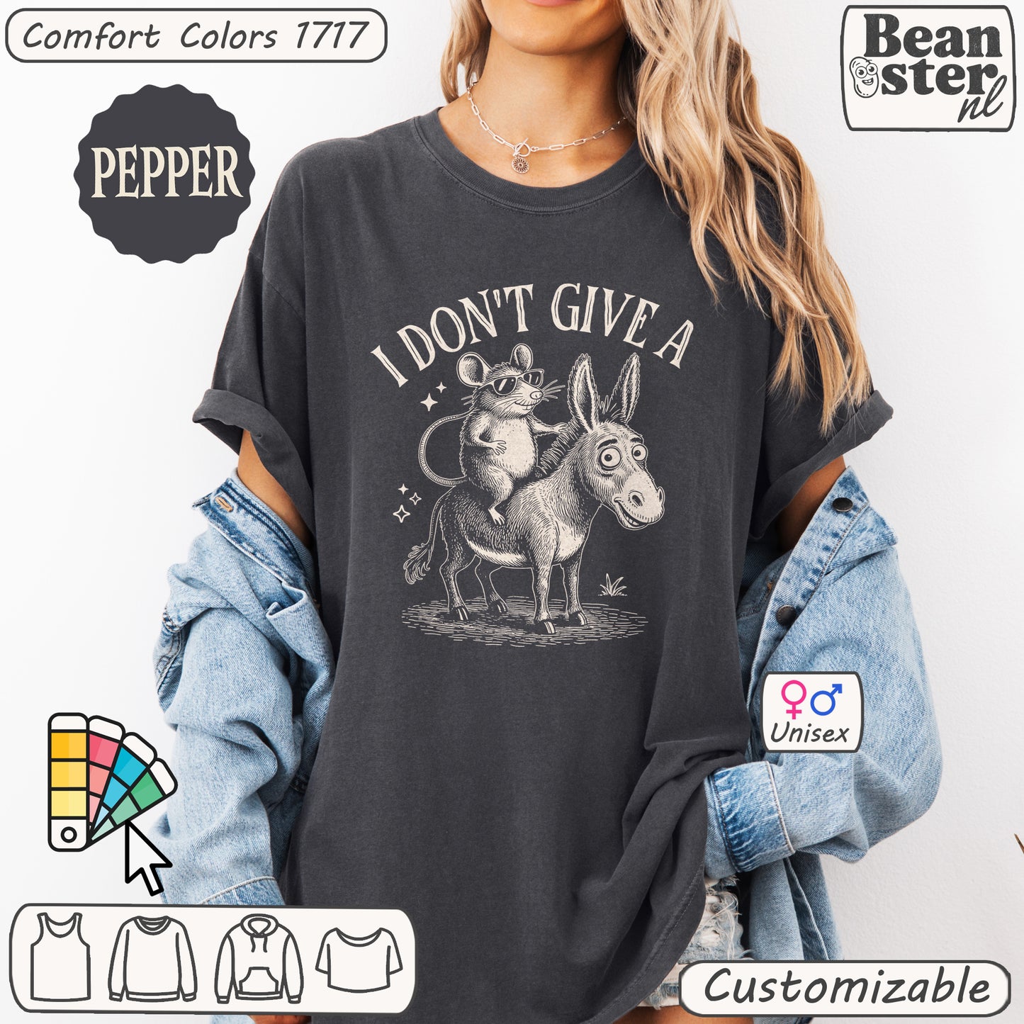 snarky humor sweater featuring donkey rat artwork