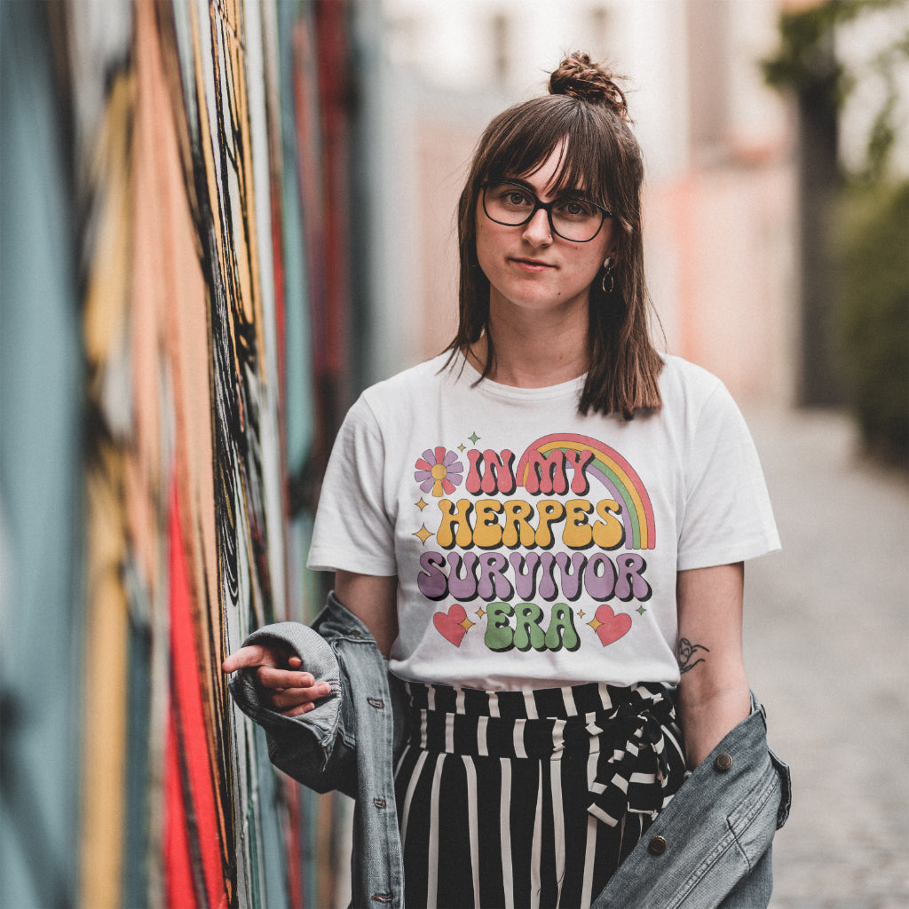 Herpes Survivor Era Tee – Groovy 70s Rainbow Shirt