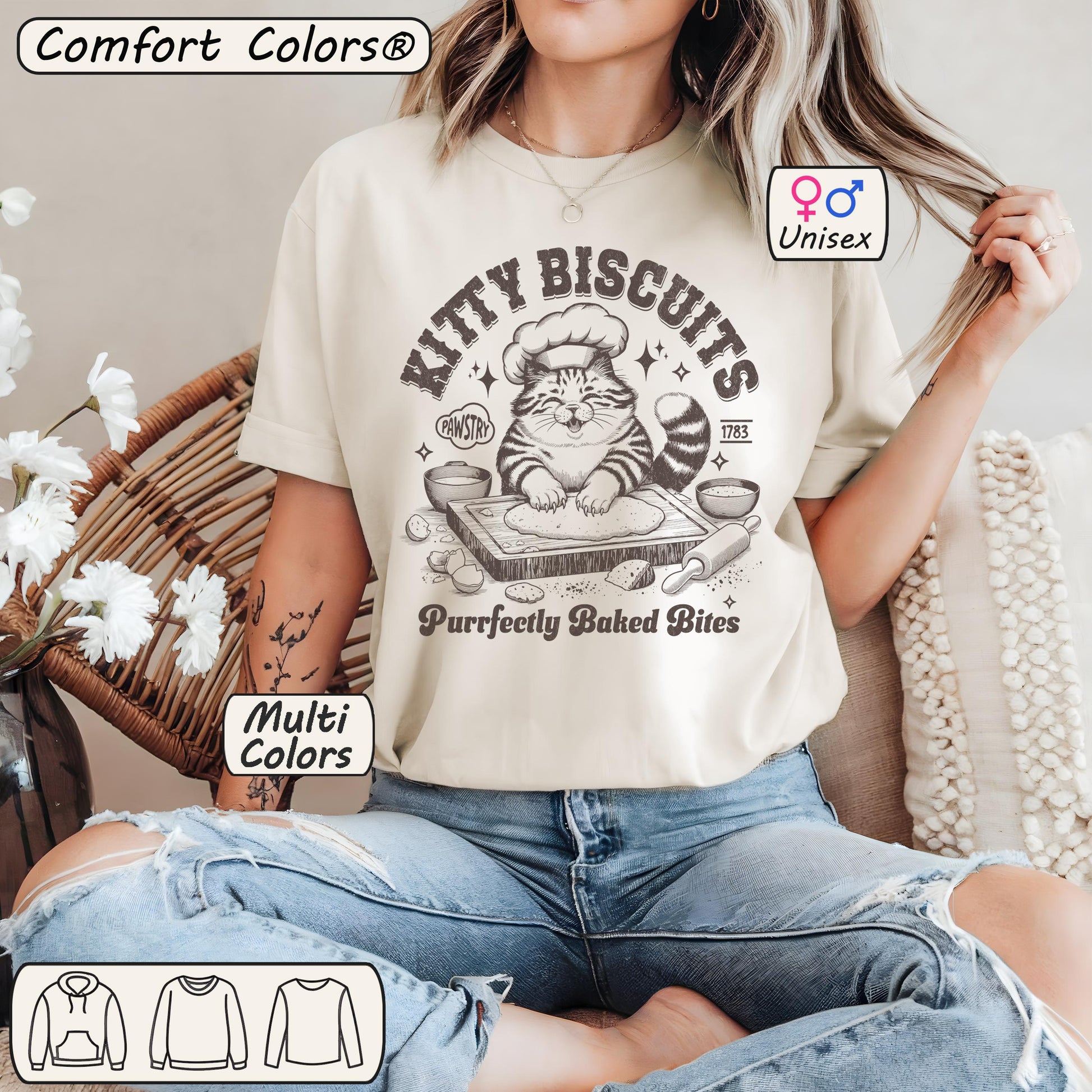 Kitty Biscuits Shirt – Cute Cat Baking Bread Tee for Cat Lovers