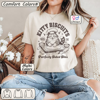 Kitty Biscuits Shirt – Cute Cat Baking Bread Tee for Cat Lovers
