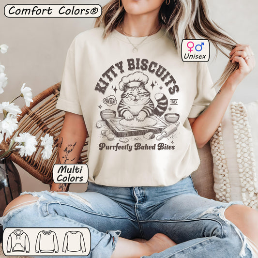 Kitty Biscuits Shirt – Cute Cat Baking Bread Tee for Cat Lovers
