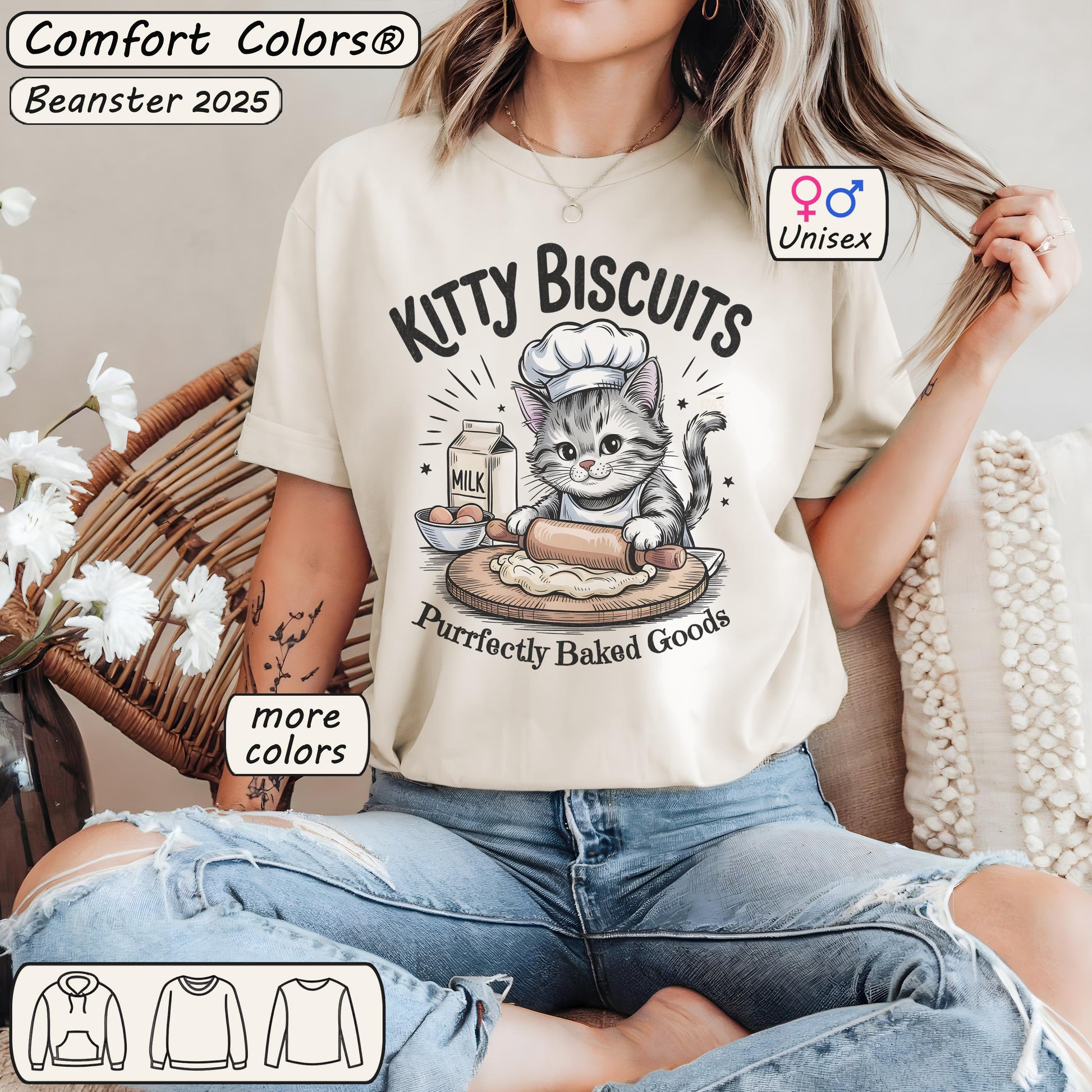 Kitty Biscuits Shirt – Cute Cat Baking Vintage Tee