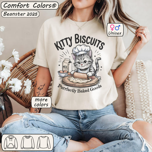 Kitty Biscuits Shirt – Cute Cat Baking Vintage Tee