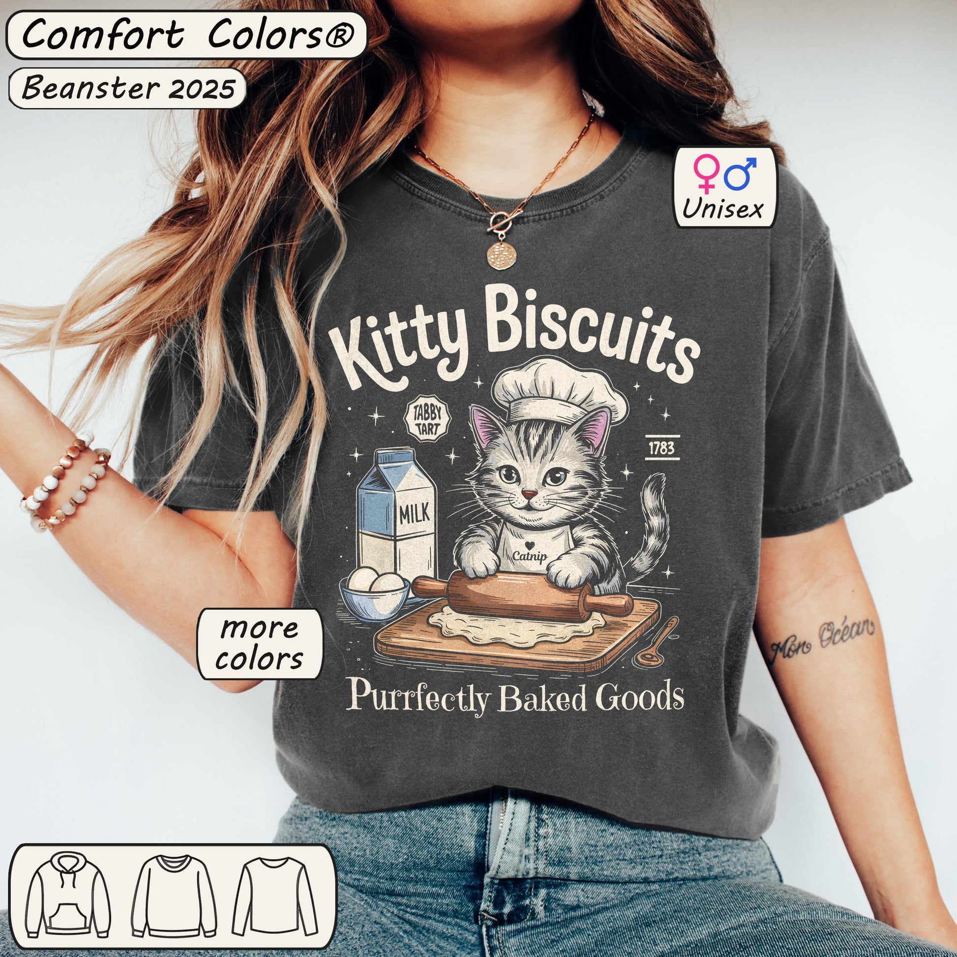 Kitty Biscuits Shirt – Cute Cat Baking Vintage Tee