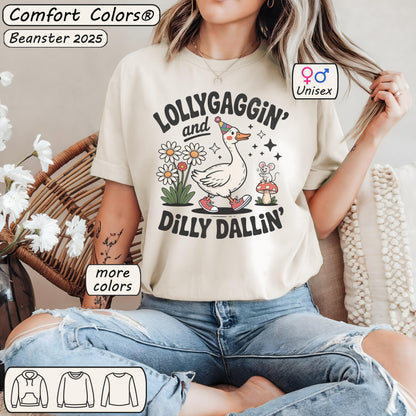 Lollygaggin & Dilly Dallin Goose Tee | Funny Retro Shirt