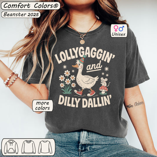 Lollygaggin & Dilly Dallin Goose Tee | Funny Retro Shirt