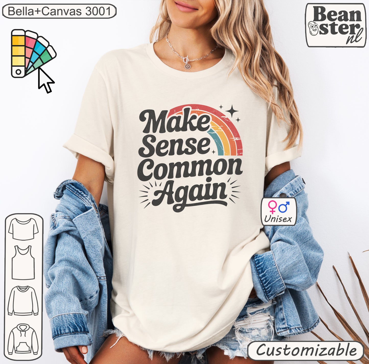Make Sense Common Again- Retro Rainbow T-Shirt 🌈