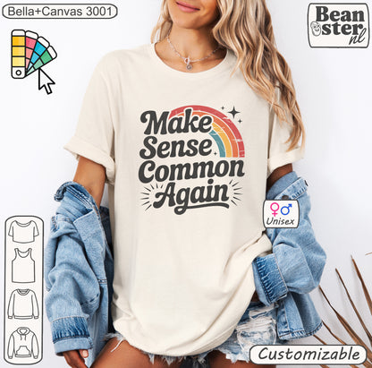 Make Sense Common Again- Retro Rainbow T-Shirt 🌈