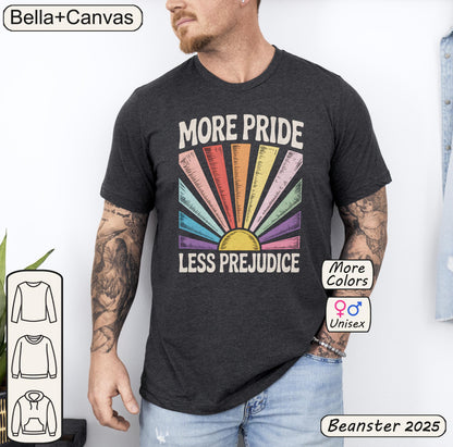More Pride Less Prejudice Retro Rainbow Tee 🌈