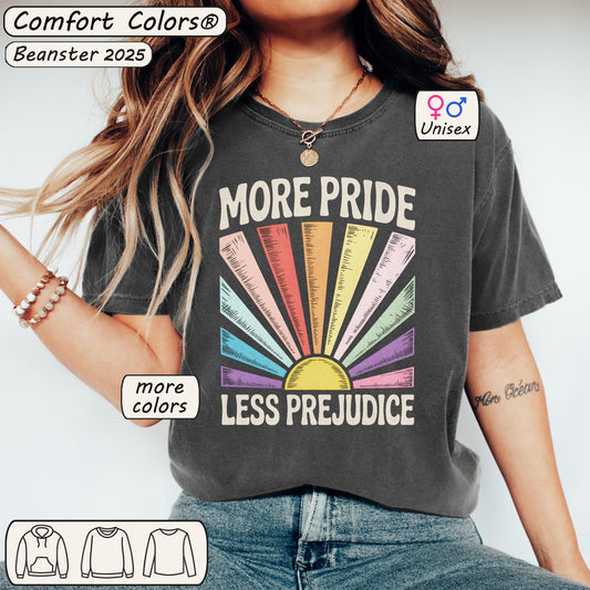 More Pride Less Prejudice Retro Rainbow Tee 🌈