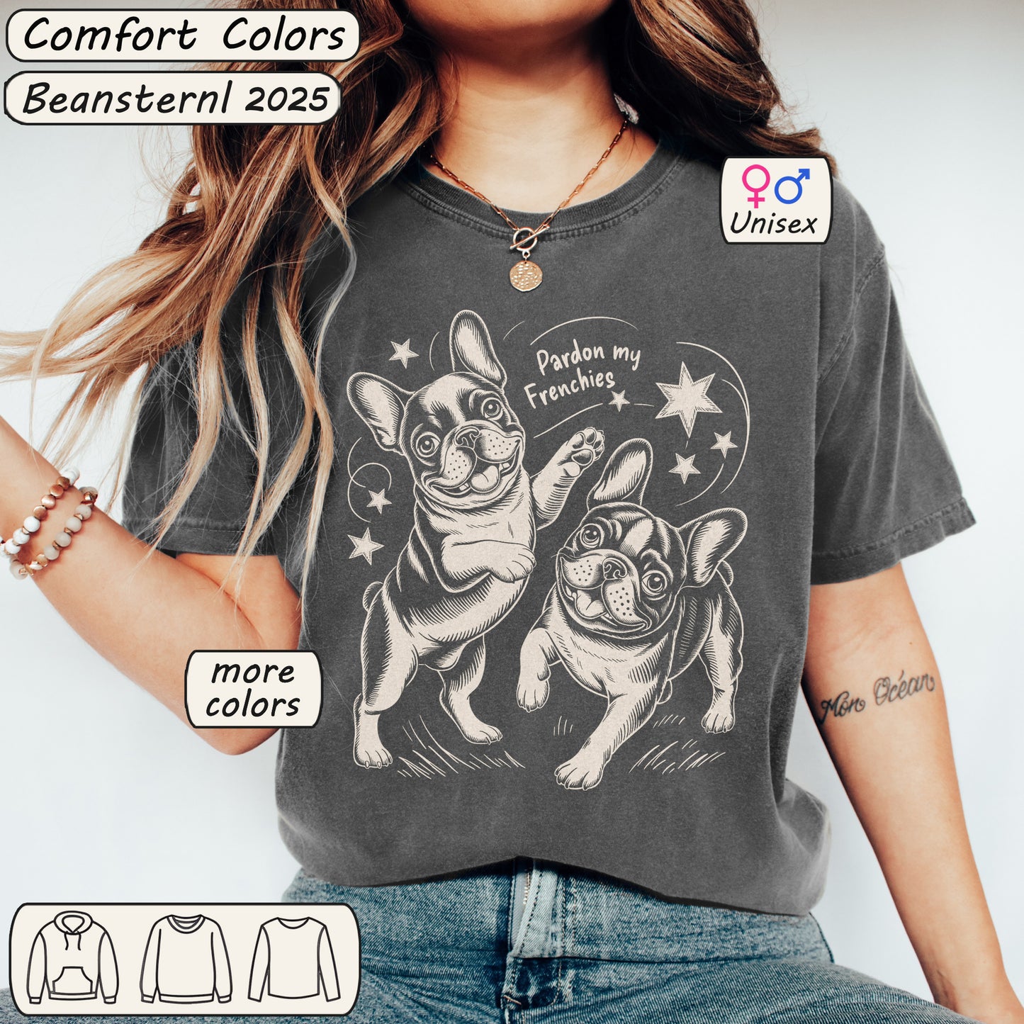Pardon My Frenchies T-Shirt – Cute Bulldog Graphic Tee