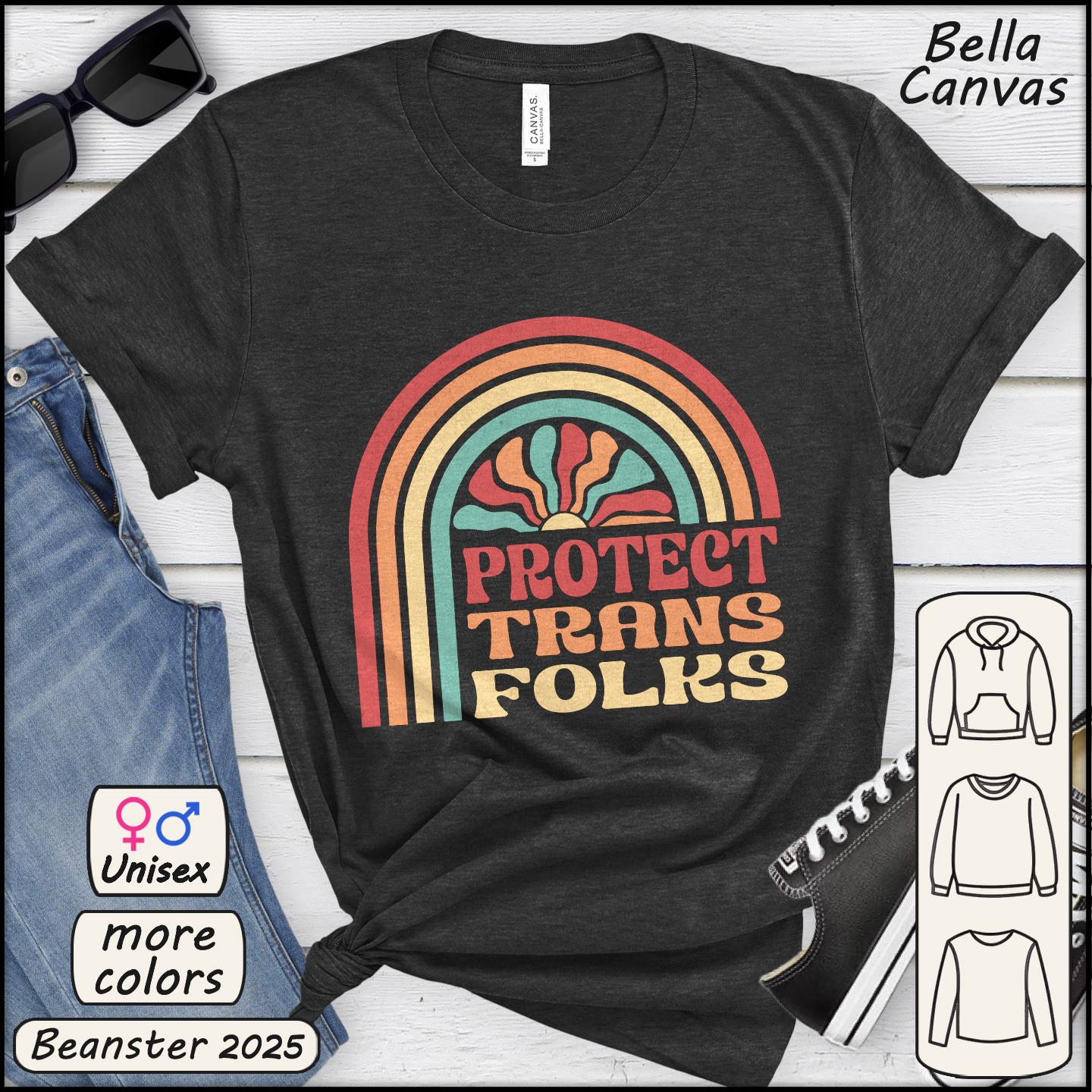Protect Trans Folks Retro Tee | 80s Pride Shirt Unisex